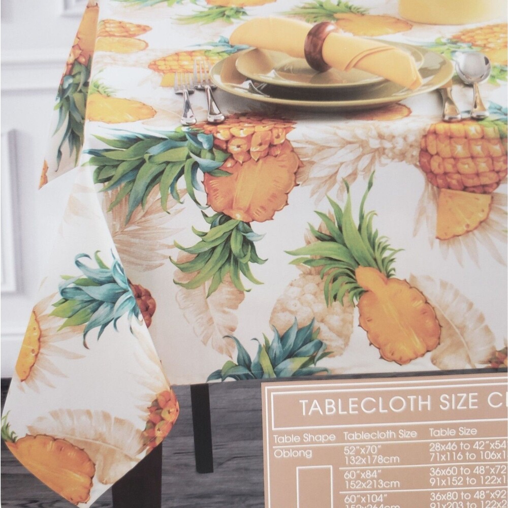 Printed Fabric Tablecloth 52"x70"Oblong(4-6 people) FRUITS,TROPICAL PINEAPPLE,BM